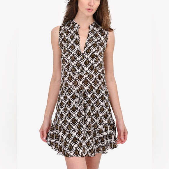 A.L.C GREY/YELLOW SILK PRINTED DRESS - Picture 4 of 4